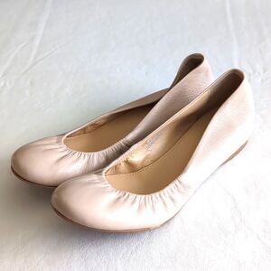 J. Crew Beige Italian Leather Ballet Flats